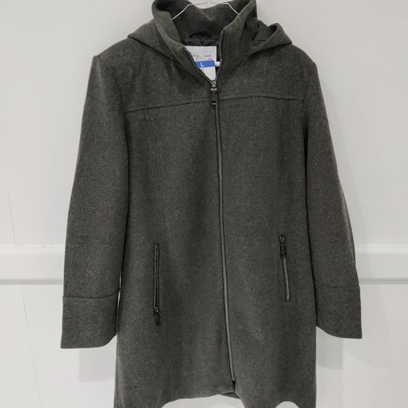 NWT TWO Vince Camuto Women's Full Zip Hooded City Coat Gray Size M $180 7D066